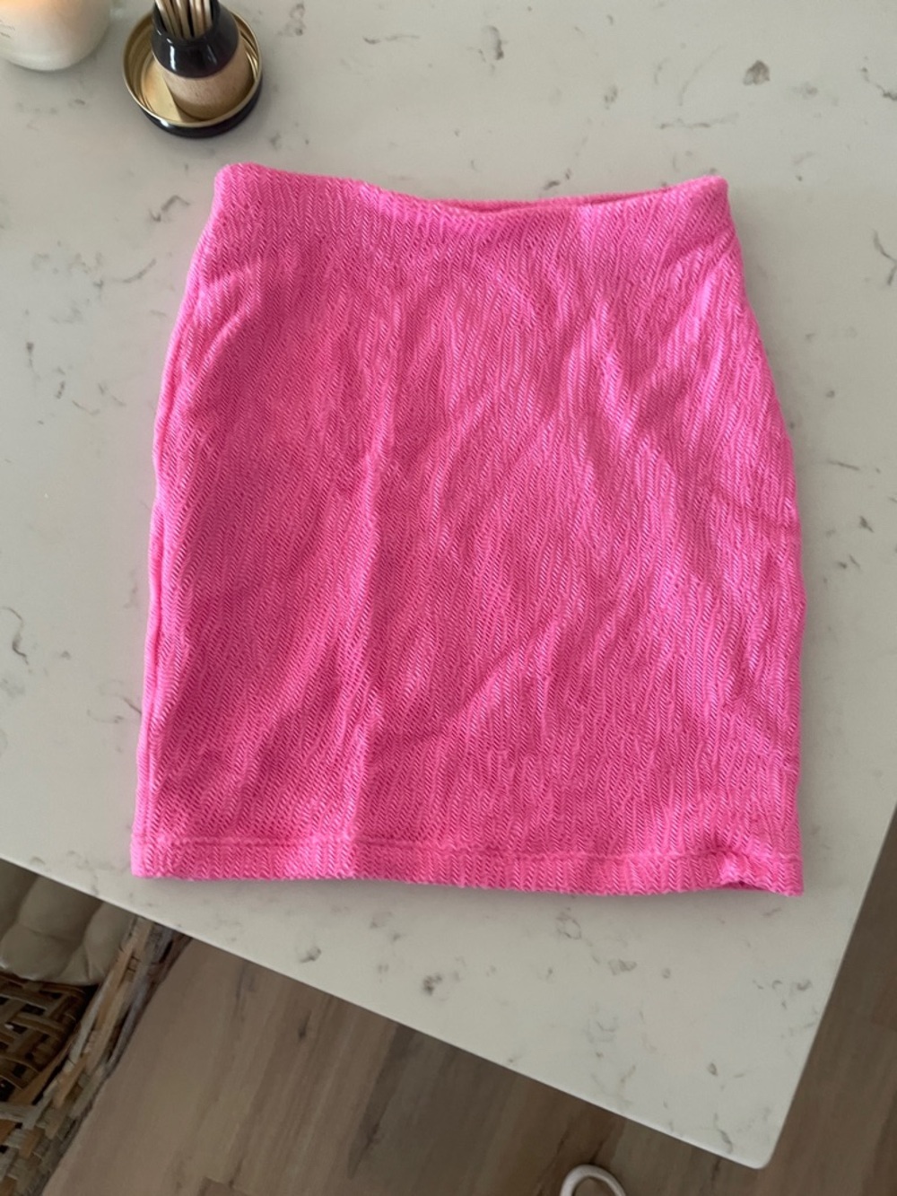 Kenny Flowers Watercolors Pink Textured Knit Mini Skirt Size S